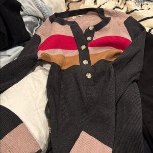 Faherty Mikki striped cotton cashmere sweater Small